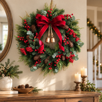 Christmas wreath in a cozy entryway