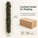 Garland size: 83 in (210 cm) long, 12 in (30 cm) wide, 2.3 lbs, packed in a protective box