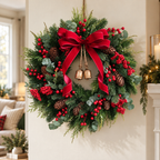 Christmas wreath on a living room wall