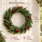 Wreath size: 23.6 in (60 cm) diameter, 2.4 in (6 cm) thick