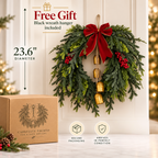 Christmas cedar wreath 23.6 inch diameter with free hanger and protective packaging box